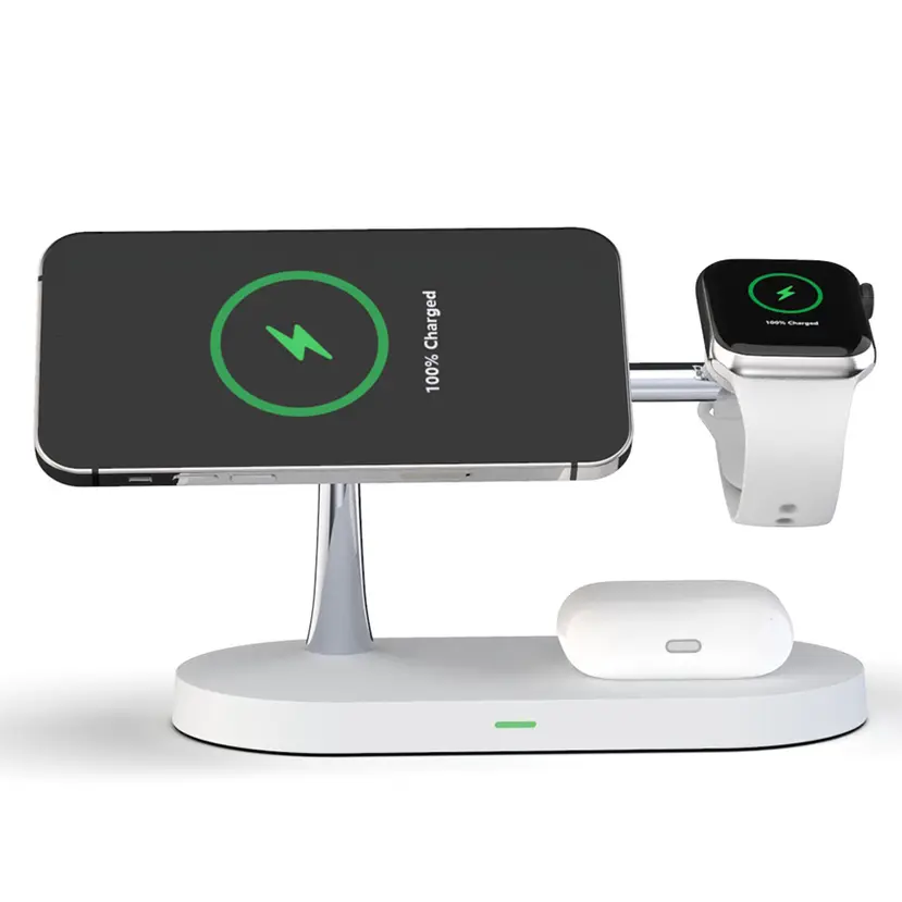 3-in-1 Wireless Charger for Smartphone, Smartwatch, and Earbuds – Fast Charging Station with Modern Design 2
