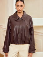 Alison | Collared Zip-Up Faux PU Jacket 2