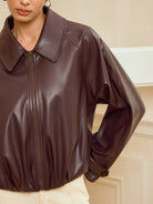 Alison | Collared Zip-Up Faux PU Jacket 3