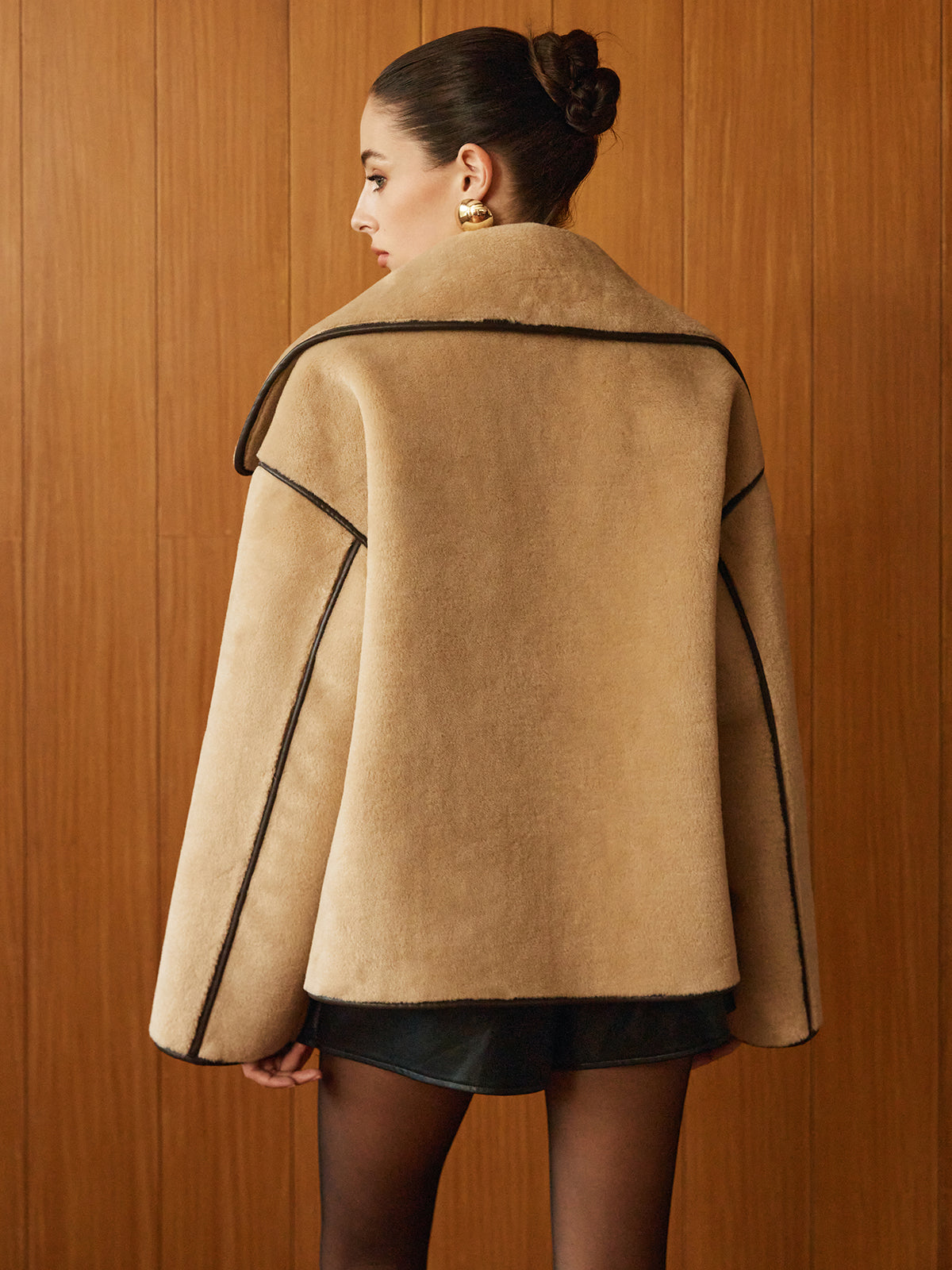 Angelica | Contrast Piping Shift Minky Coat 1