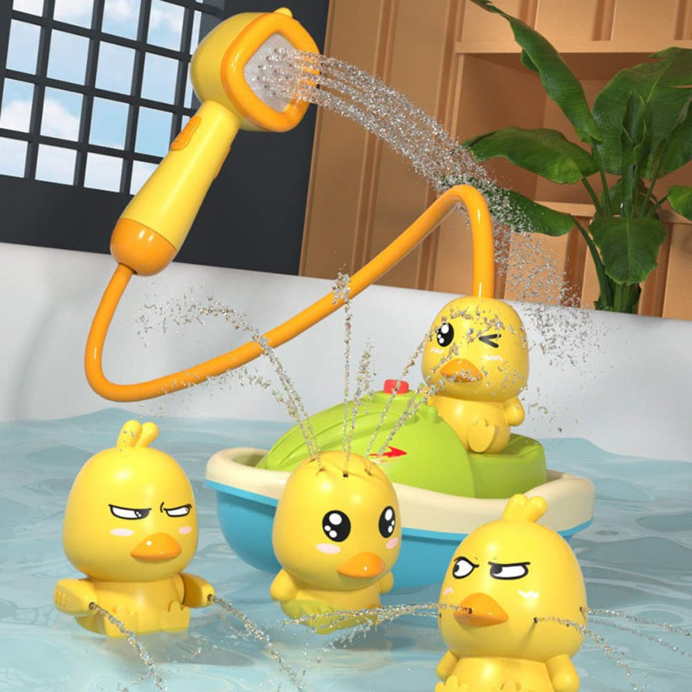 AquaTots | Bath Toy Set with Floating Ducks and Gentle Water Sprayer 2