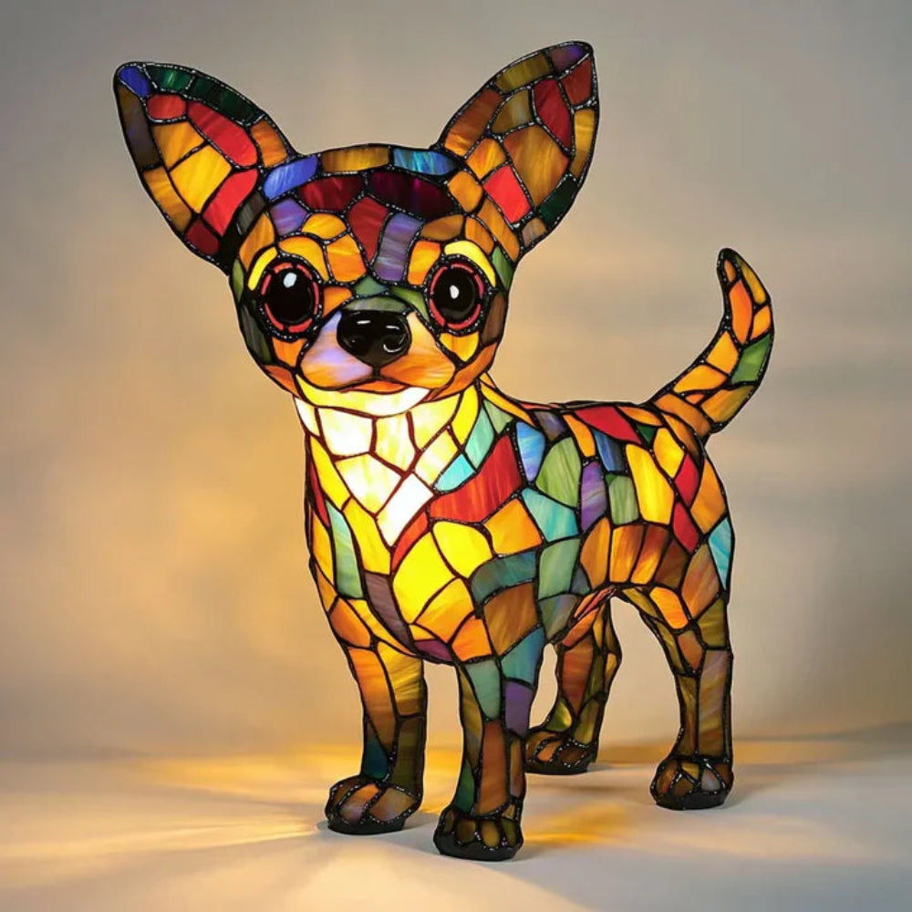 CanineGlow | Charming Colorful Tiffany Style Dog Lamp for Dog Lovers 4