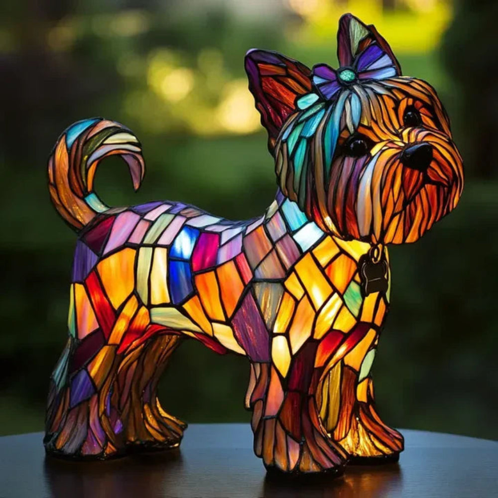 CanineGlow | Charming Colorful Tiffany Style Dog Lamp for Dog Lovers 5