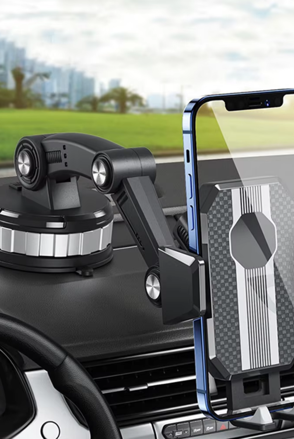 Car Phone Holder with Strong Suction Cup and 360° Rotation – One-Handed Cell Phone Mount for Car 0