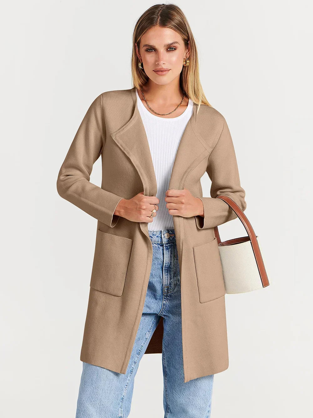 Classic Women’s Wool Blend Coat – Relaxed Fit Knee-Length Winter Coat with Wide Lapel for Everyday Elegance 2