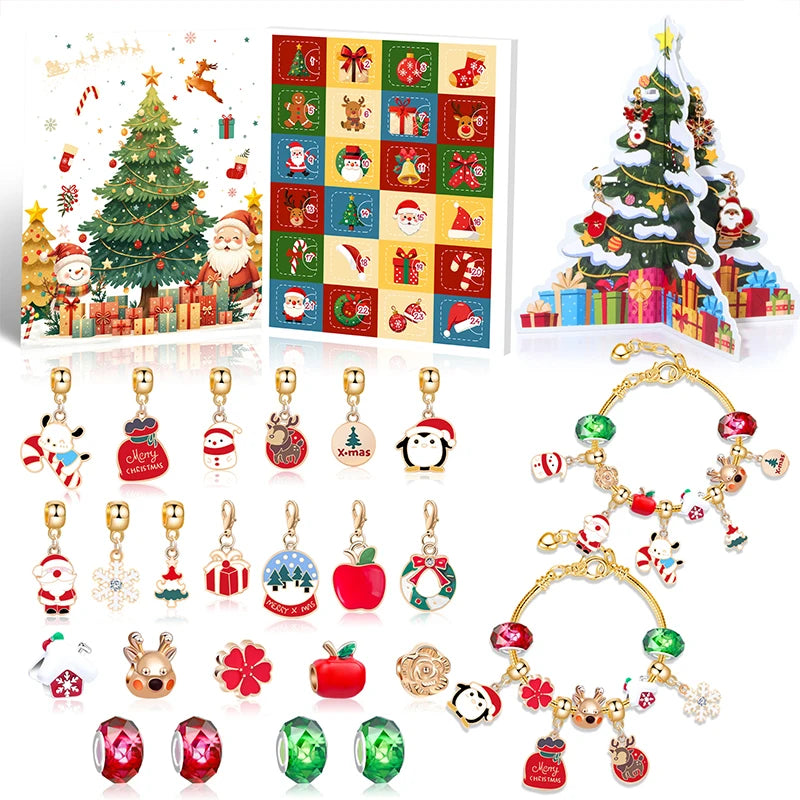 CrystalJoy | Festive Kids’ Christmas Countdown Bracelet Set with Colorful Beads 2