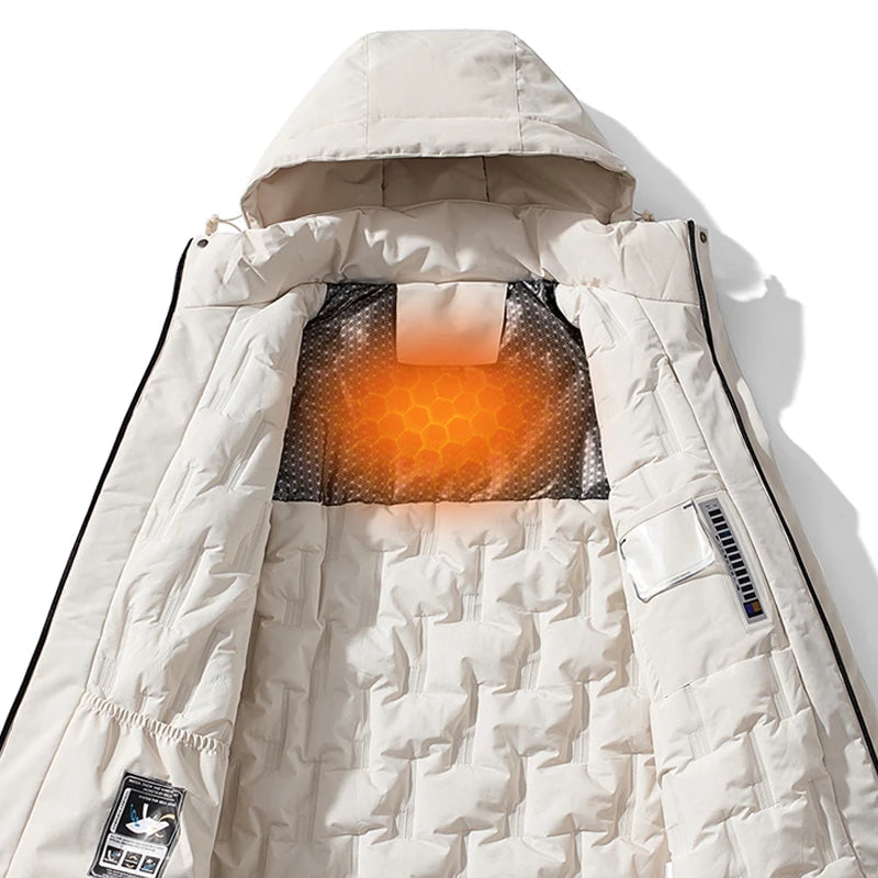 Elegant Women’s Quilted Winter Coat – Waterproof and Windproof Jacket with Detachable Hood for Cold Weather 2