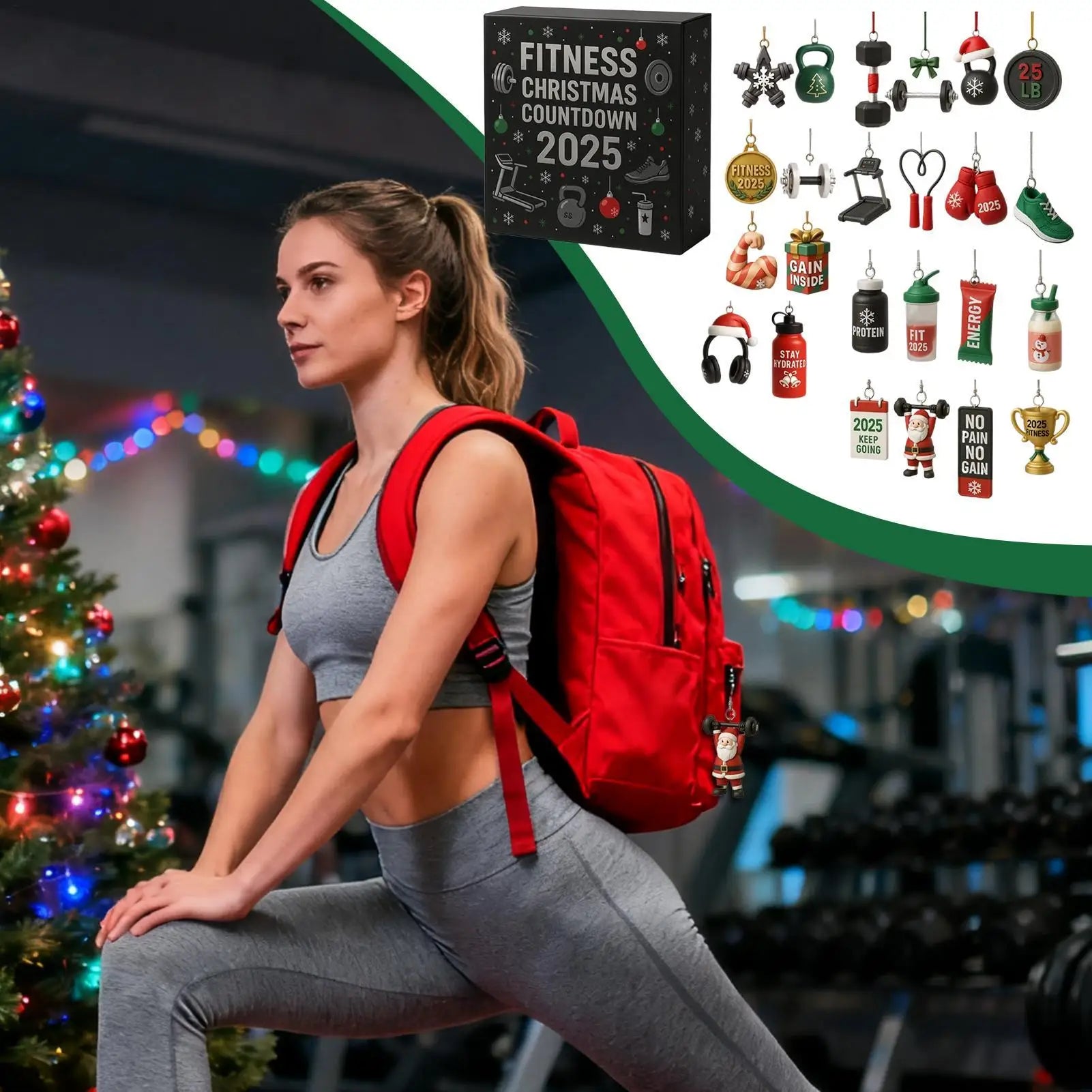FitSpirit | Cheerful Acrylic Christmas Countdown Advent Calendar for Fitness Fans 4