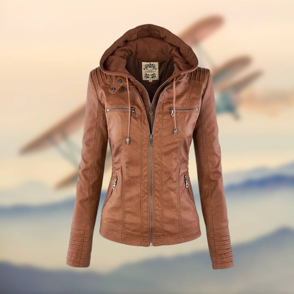 Flora | Women's Hooded Leather Jacket - Stylish & Functional 0