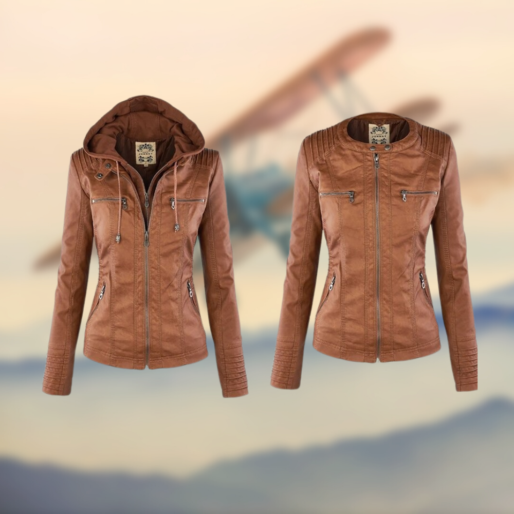 Flora | Women's Hooded Leather Jacket - Stylish & Functional 2