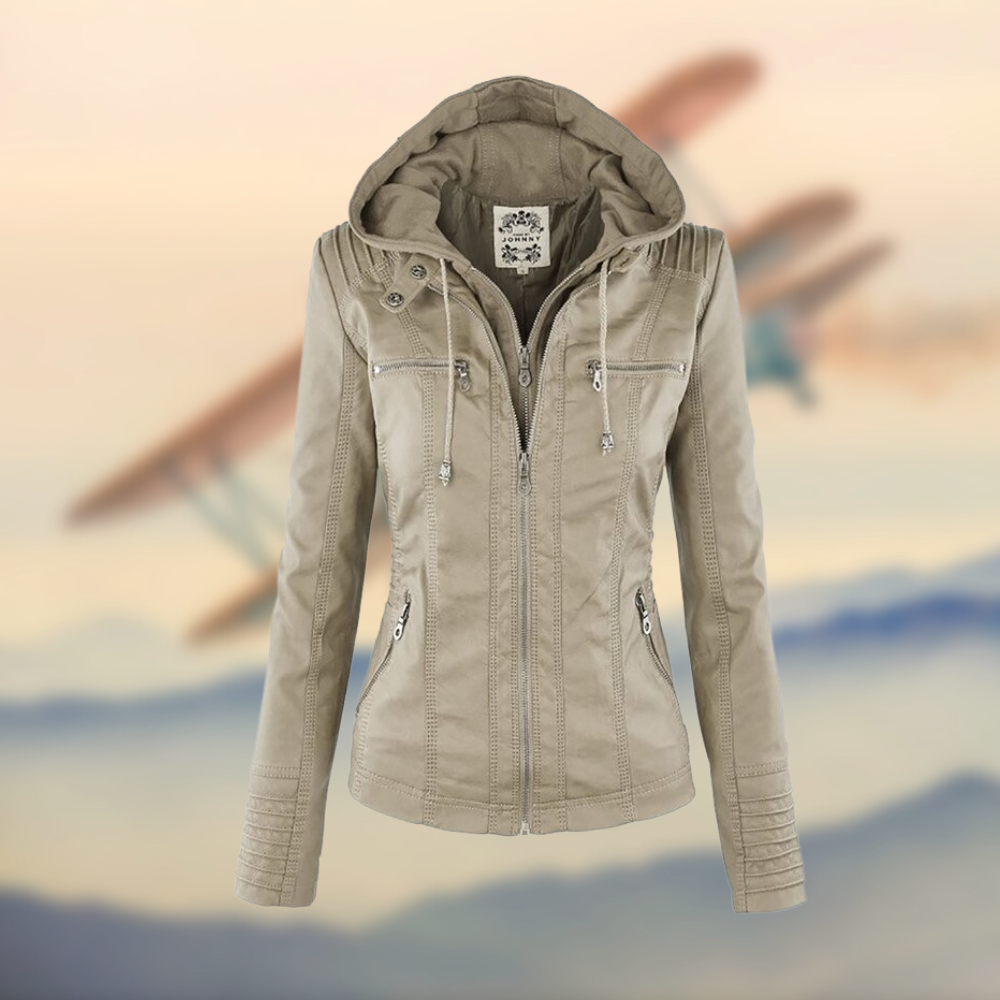 Flora | Women's Hooded Leather Jacket - Stylish & Functional 3