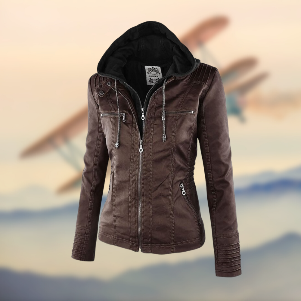 Flora | Women's Hooded Leather Jacket - Stylish & Functional 4