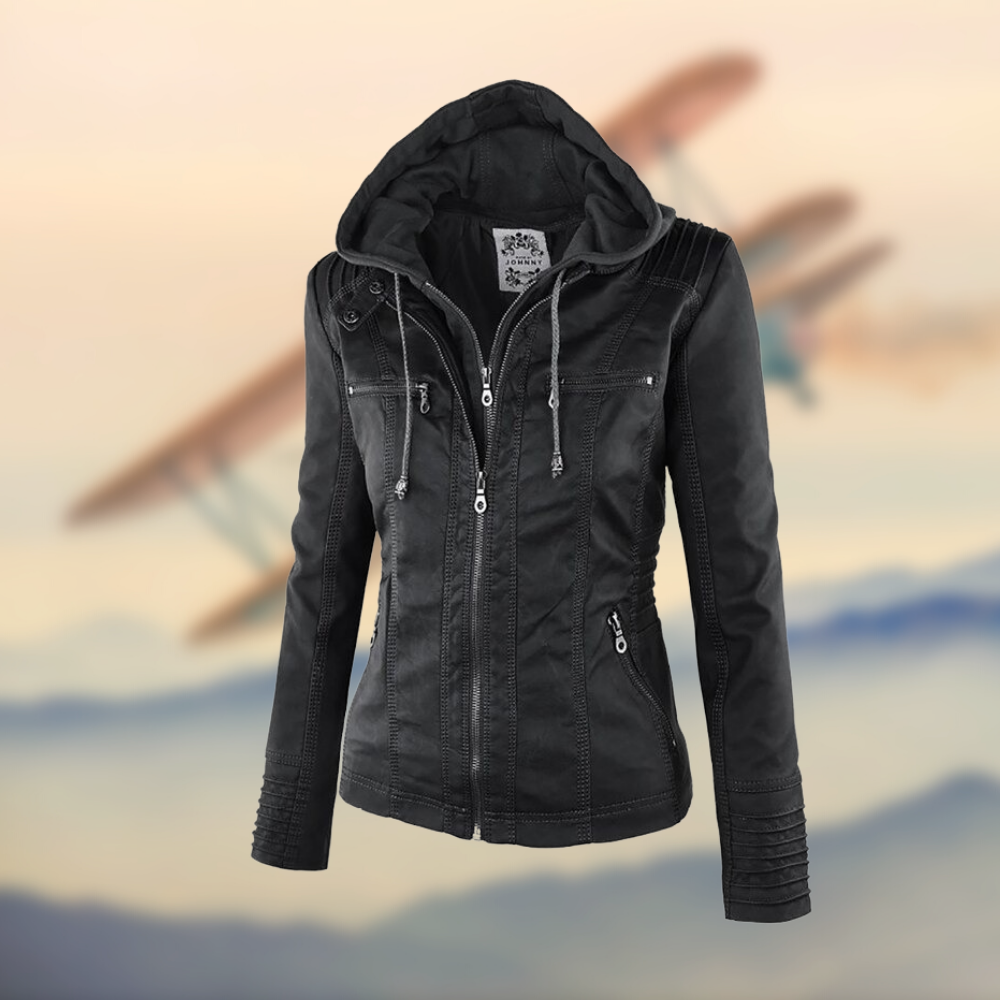 Flora | Women's Hooded Leather Jacket - Stylish & Functional 5