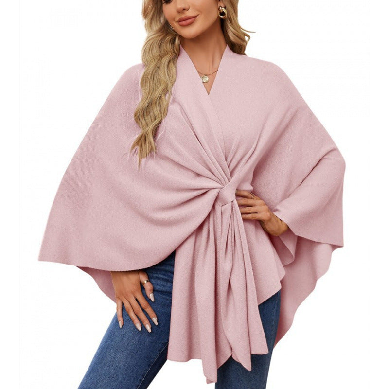 Isabella Wrap | Luxury Women's Wrap Poncho with Waistband 7