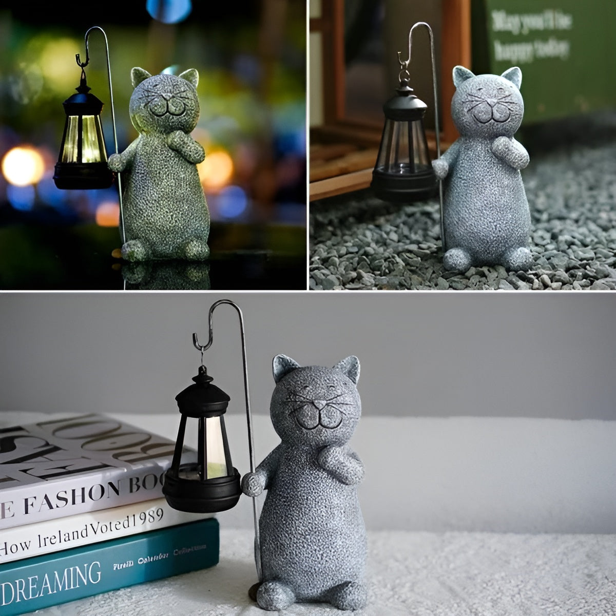 LunaGlow | Charming Hand-Painted Solar Cat Garden Statue for Outdoor Décor 1
