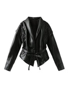 Madonna | Women's Leather Winter Jacket with Tie Belt 3