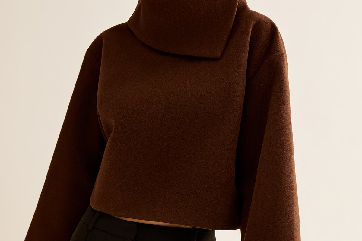 Mariam | Plain Turtleneck Tweed Top 0