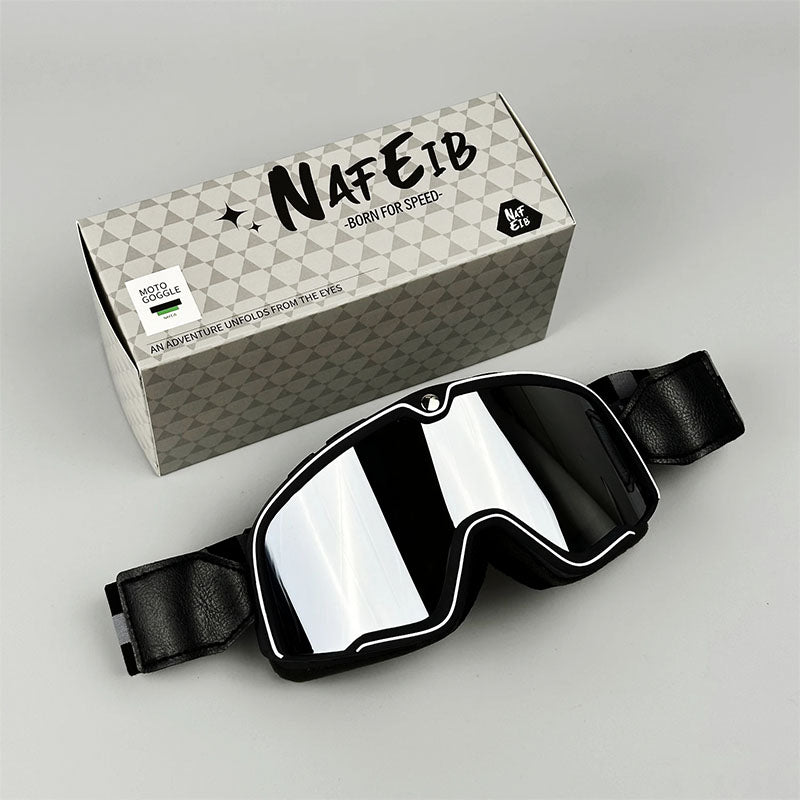 Men's Retro Motorcycle Goggles Fit Over Glasses Durable UV Protection HD Lens 12