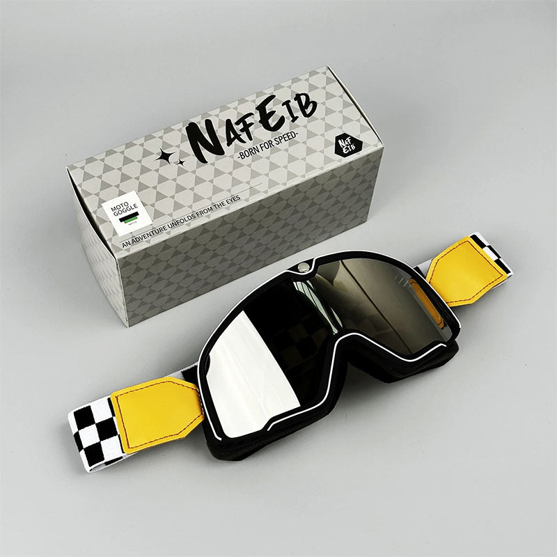 Men's Retro Motorcycle Goggles Fit Over Glasses Durable UV Protection HD Lens 2