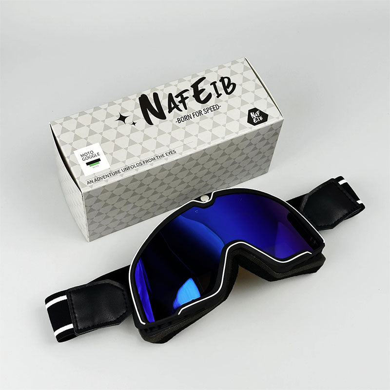 Men's Retro Motorcycle Goggles Fit Over Glasses Durable UV Protection HD Lens 7