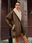 Meredith | Pockets Belted Faux Leather Fleece Jacket 0