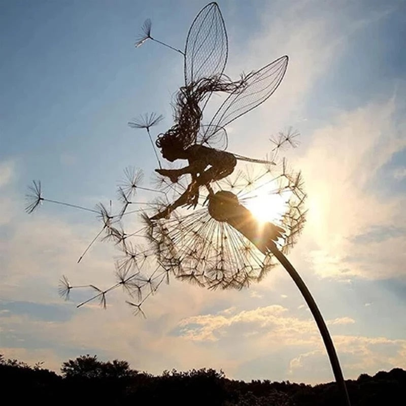 Metal Fairy Garden Sculpture – Weather-Resistant Outdoor Art for Magical Garden Decor 4
