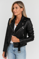 Nina Laurent | Women's Leather Jacket with Stand-Up Collar 1