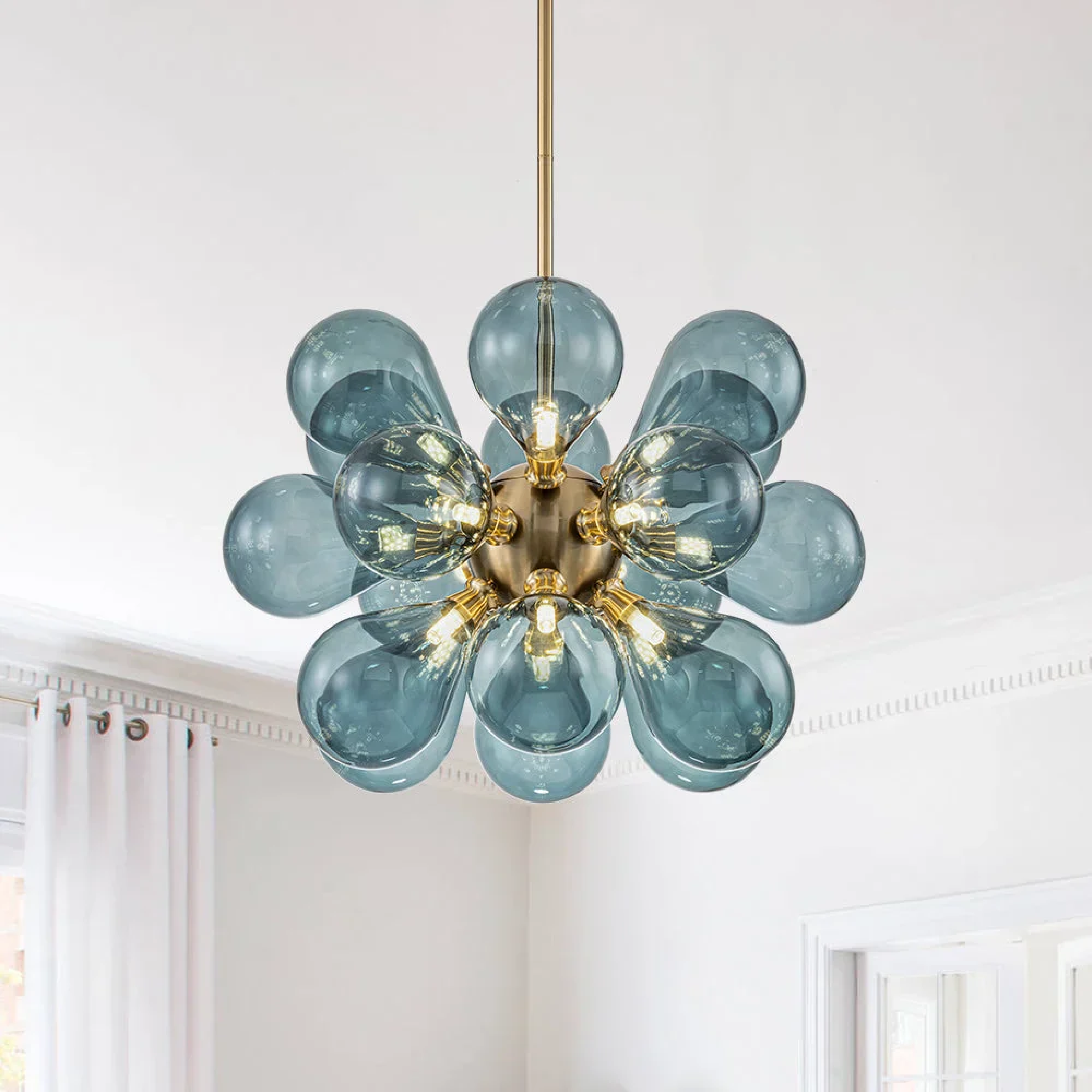 Nomis | Elegant Blue Glass Chandelier Fixture 0