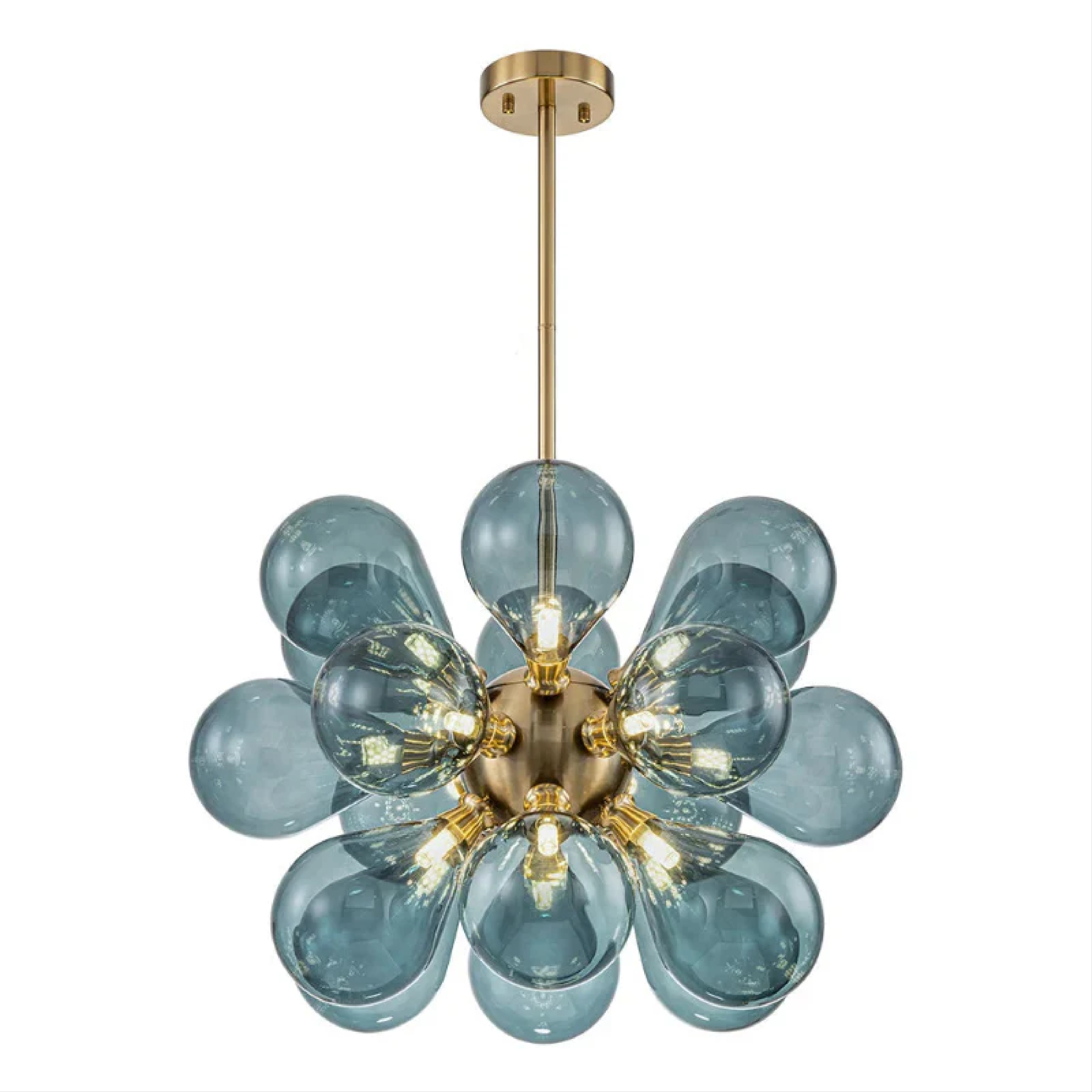 Nomis | Elegant Blue Glass Chandelier Fixture 4