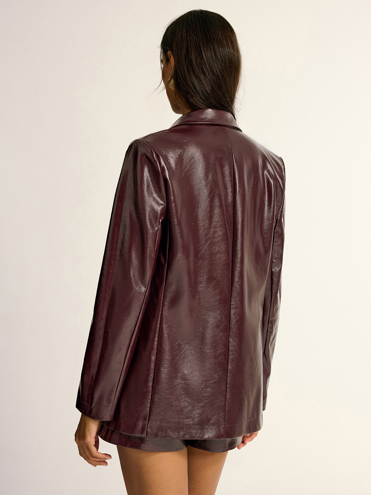 Paloma | PU Leather Metal Button Lapel Pocket Blazer 5