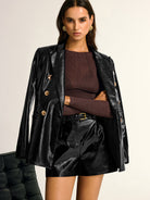 Paloma | PU Leather Metal Button Lapel Pocket Blazer 6