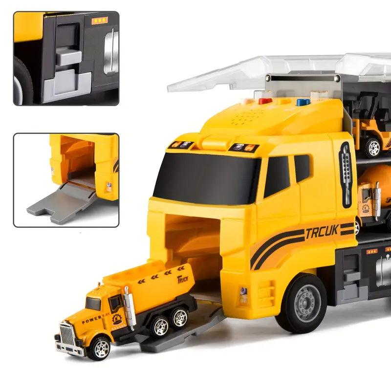Portable Kids Construction Vehicle Playset – Mini Trucks, Excavators, and Storage Case for Easy Transport 3