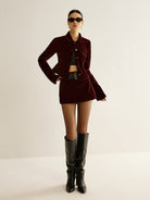 Raquel | Velvet Lapel Short Blazer 1
