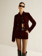 Raquel | Velvet Lapel Short Blazer 2