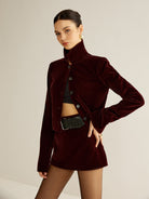 Raquel | Velvet Lapel Short Blazer 3