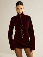 Raquel | Velvet Lapel Short Blazer 4