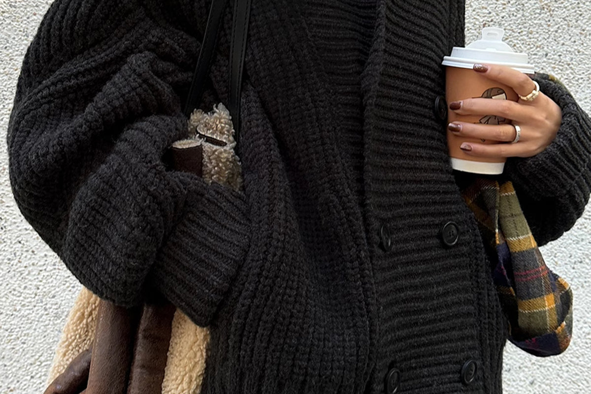 Ribbed Lapel Button Knit Outerwear 0