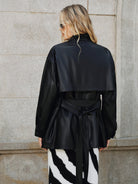 Shane | Stand Collar Belted PU Leather Quilted Jacket 5