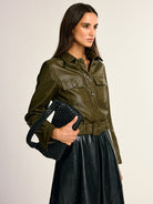 Teressa | Belted PU Leather Cargo Shirt Jacket 4