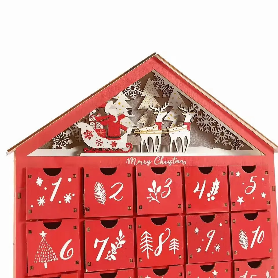 TimberGlow | Elegant Wooden Advent Calendar with Decorative Holiday Lights 3