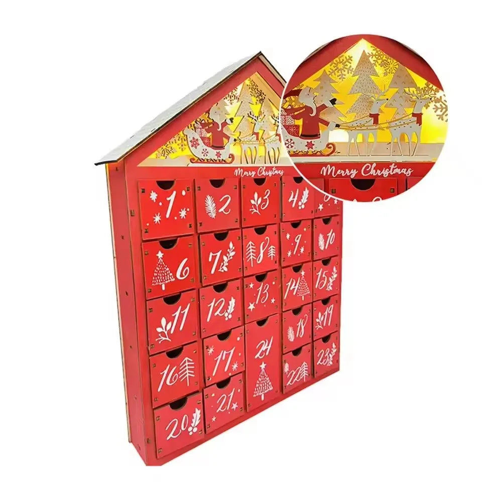 TimberGlow | Elegant Wooden Advent Calendar with Decorative Holiday Lights 4