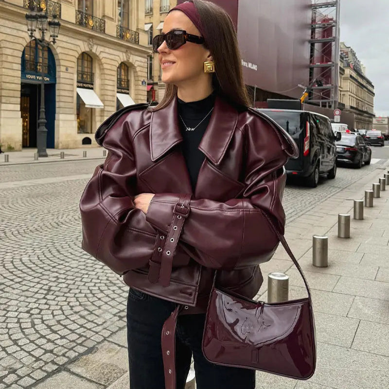 Valentina Corvi | Luxury Women's PU Leather Jacket with Slim Fit 1