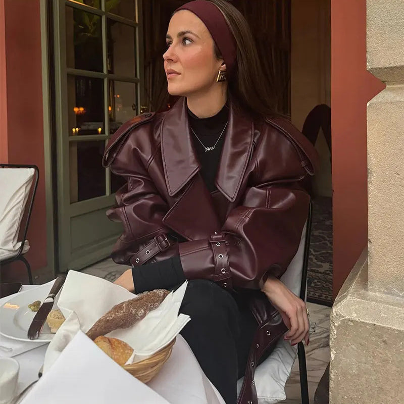 Valentina Corvi | Luxury Women's PU Leather Jacket with Slim Fit 3