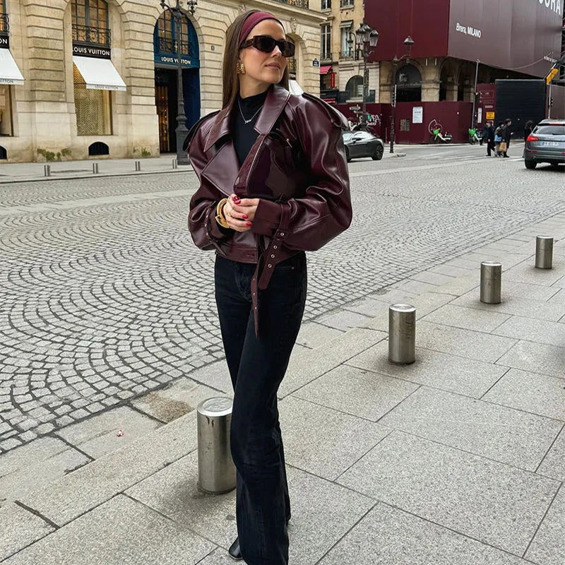Valentina Corvi | Luxury Women's PU Leather Jacket with Slim Fit 5