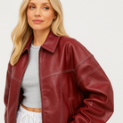 Valentina Ricci | Oversized Red Leather Jacket for Women 0