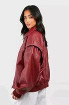 Valentina Ricci | Oversized Red Leather Jacket for Women 2