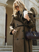Violette | Double-Breasted Fleece Lined Faux PU Longline Coat 0