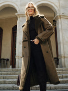 Violette | Double-Breasted Fleece Lined Faux PU Longline Coat 1