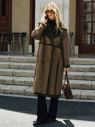 Violette | Double-Breasted Fleece Lined Faux PU Longline Coat 5
