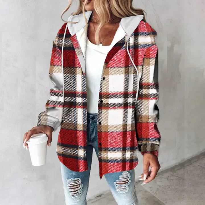 Women's Checked Hooded Coat 0